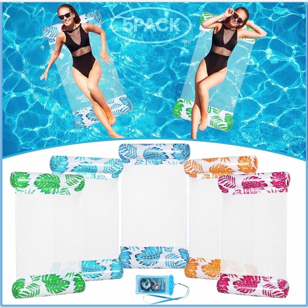Colorful Leaf Print Pool Floats - 5 Pack